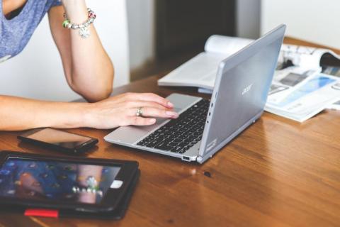 Woman using a laptop computer