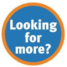 Blue circle with the words "Looking for more?" in white text