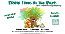 Story Time in the Park: Tuesdays 11:00-11:30am, April 5 through May 24 