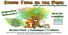 Story Time in the Park: Tuesdays 11:00-11:30am, September 6 through October 25