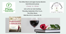 Vines 'n Verse Book Club at the Fíon Wine Room, September 29, 7:00pm.