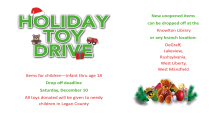 Holiday Toy Drive - November 21 through December 10, 2022