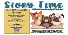 April 25-May 26: Story Times offered weekly at your local Branch Library!