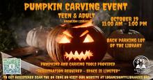 Pumpkin Carving, October 19, 11:00am-1:00pm