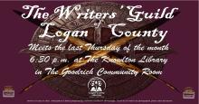 The Writer's Guild of Logan County meets next on April 25, 2024 at 6:30pm in the Knowlton Library Goodrich Community Room.